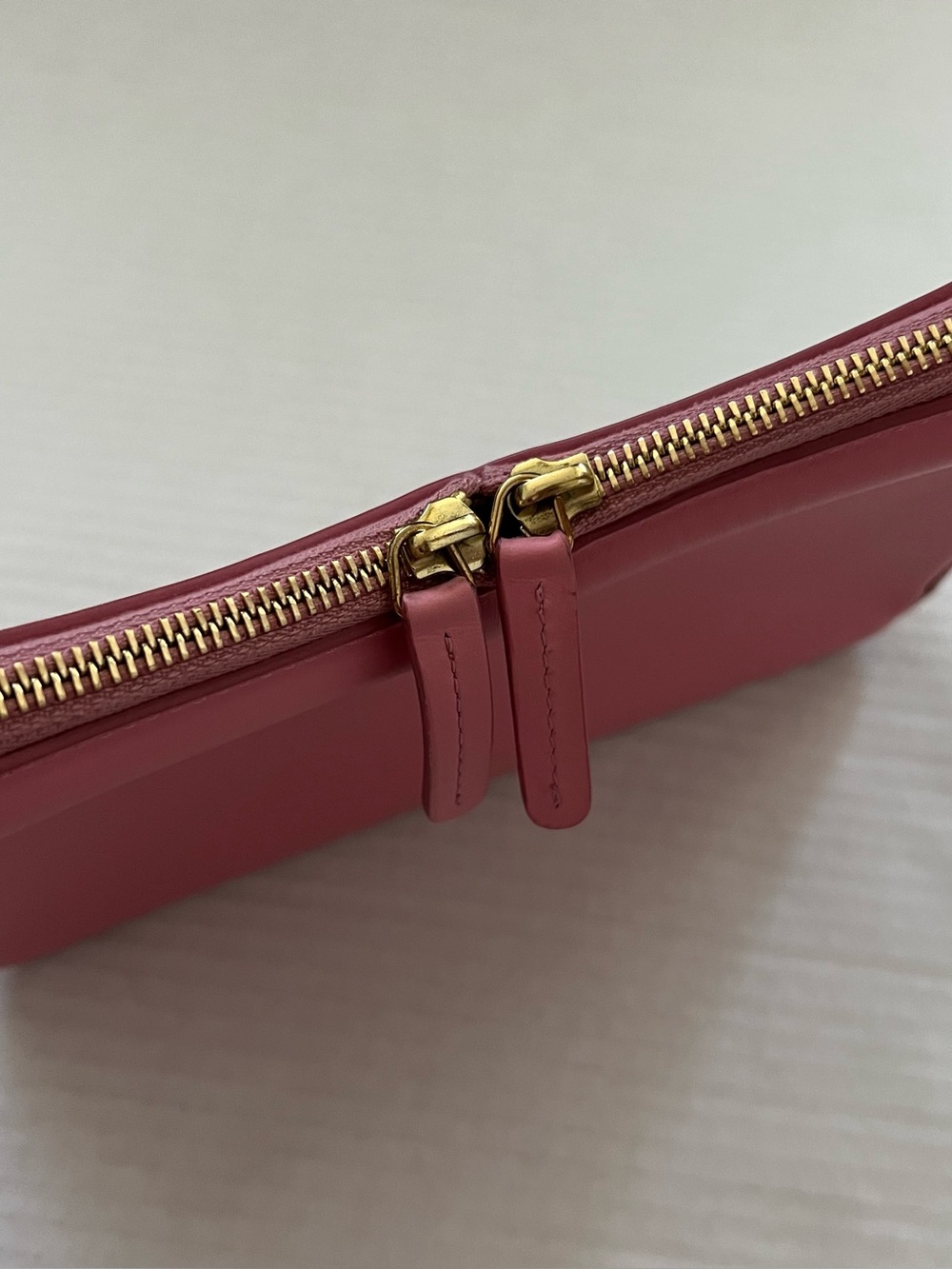 Mansur Gavriel Pink M Frame Double Zip Leather Baguette Shoulder Bag - Picture 10 of 16